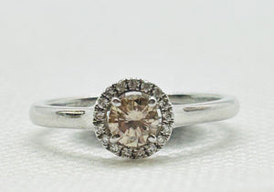 14k White Gold Ring With Brown Diamond