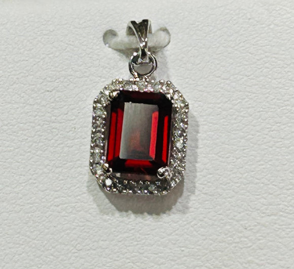 14k Garnet and Diamond Pendant