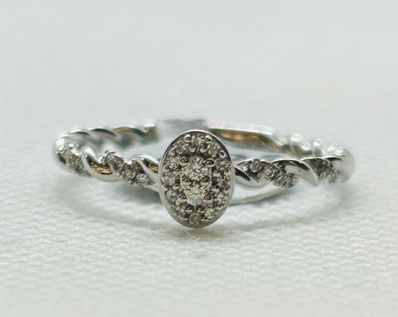 10k White Gold Ring with .12cttw Diamond