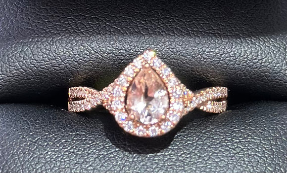 10k Rose Gold Morganite Diamond 1/3ct.