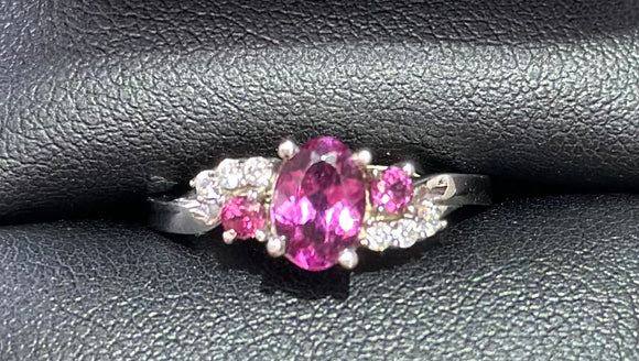 10k White Gold Amethyst .09 Diamond