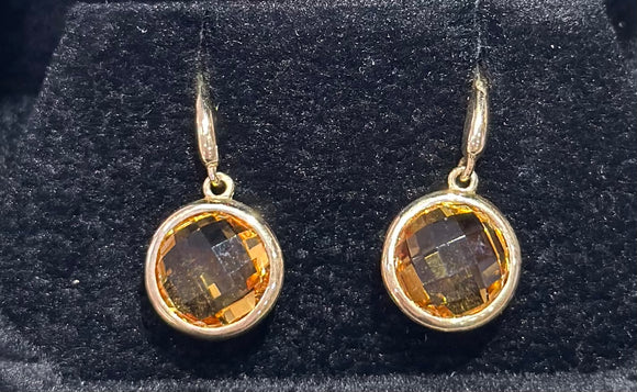 10k Yellow Gold Citrine Dangle Earrings