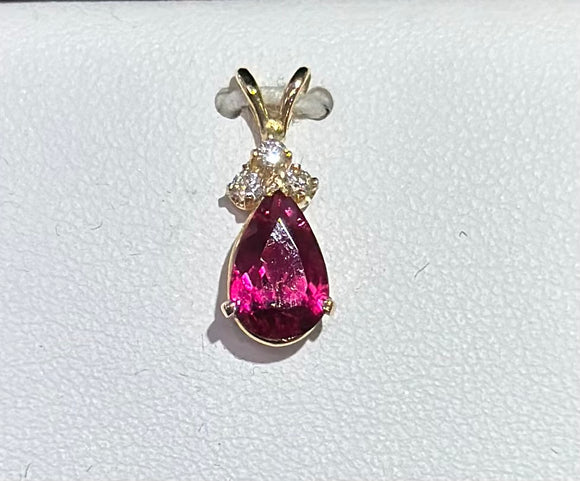 14k Yellow Gold Pink Tourmaline Pendant