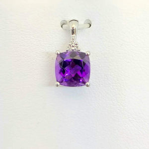 14k Amethyst and Diamond Pendant