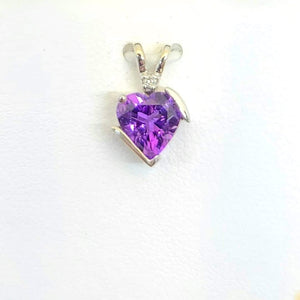 10k White Gold Amethyst and Diamond Pendant